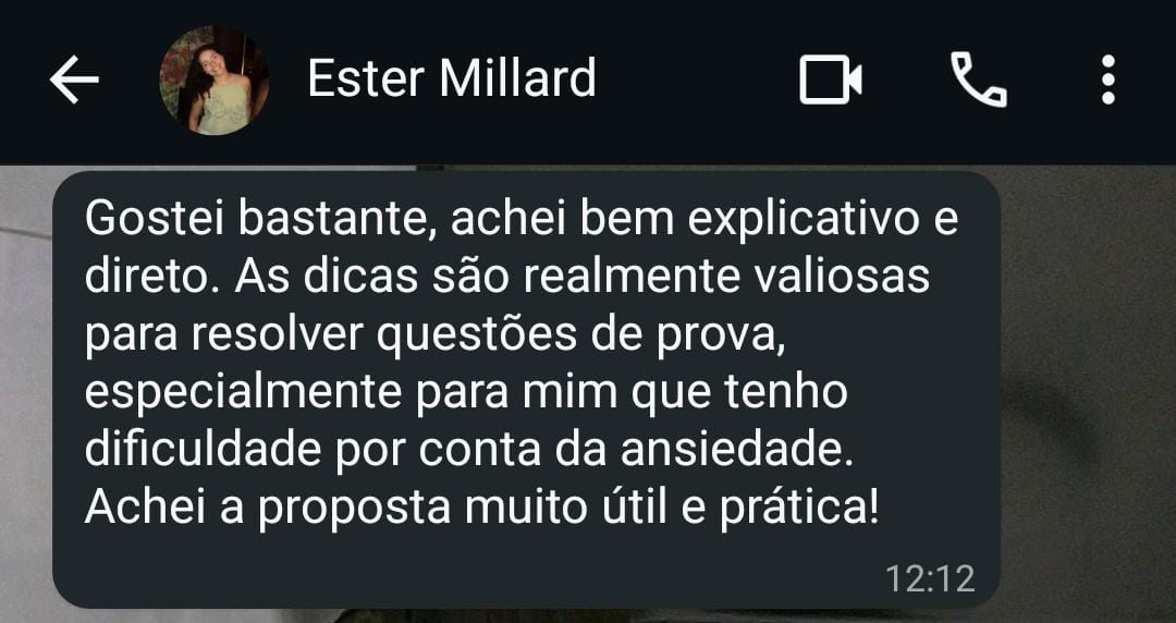 Depoimento de Ester Millard enviado por mensagem